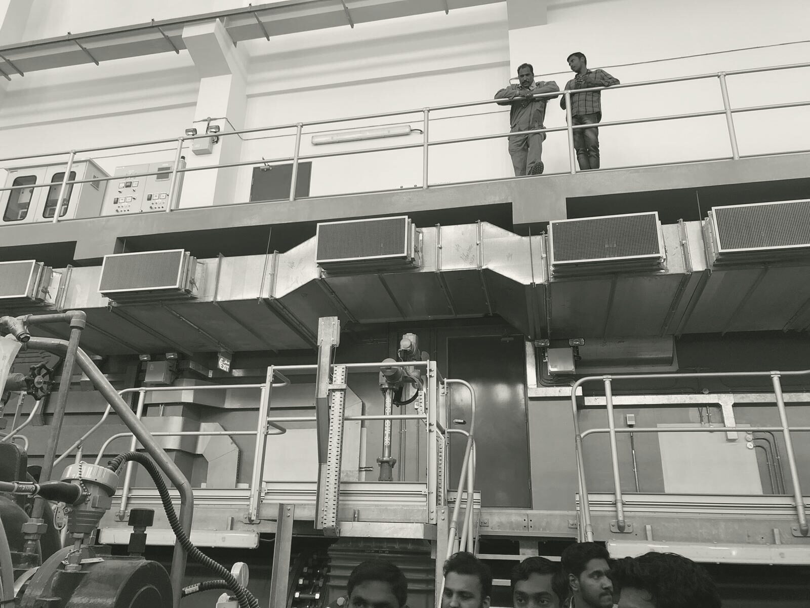 The pumping station’s packaged plant, the team on the walkway above