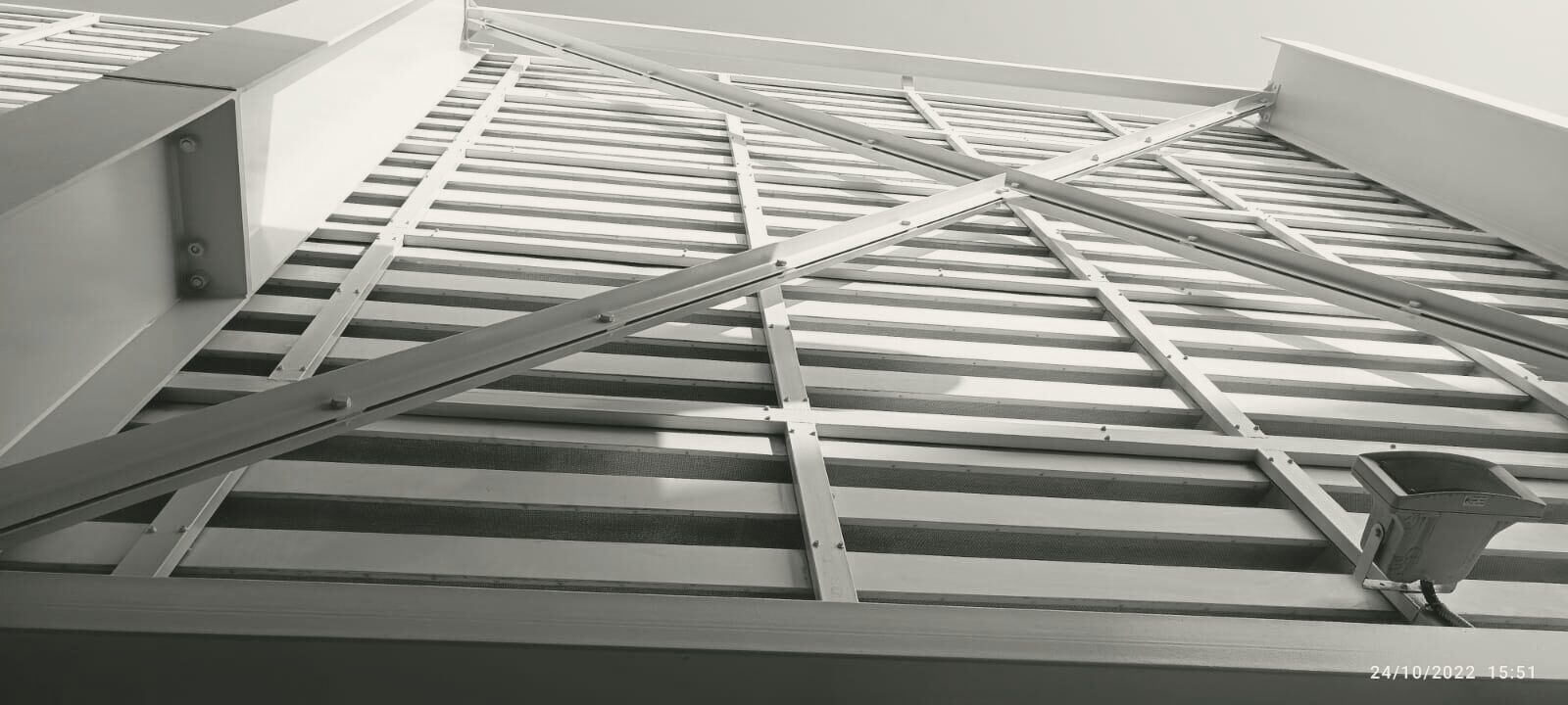 The cooling tower support structure at the WADI plant, seen from below